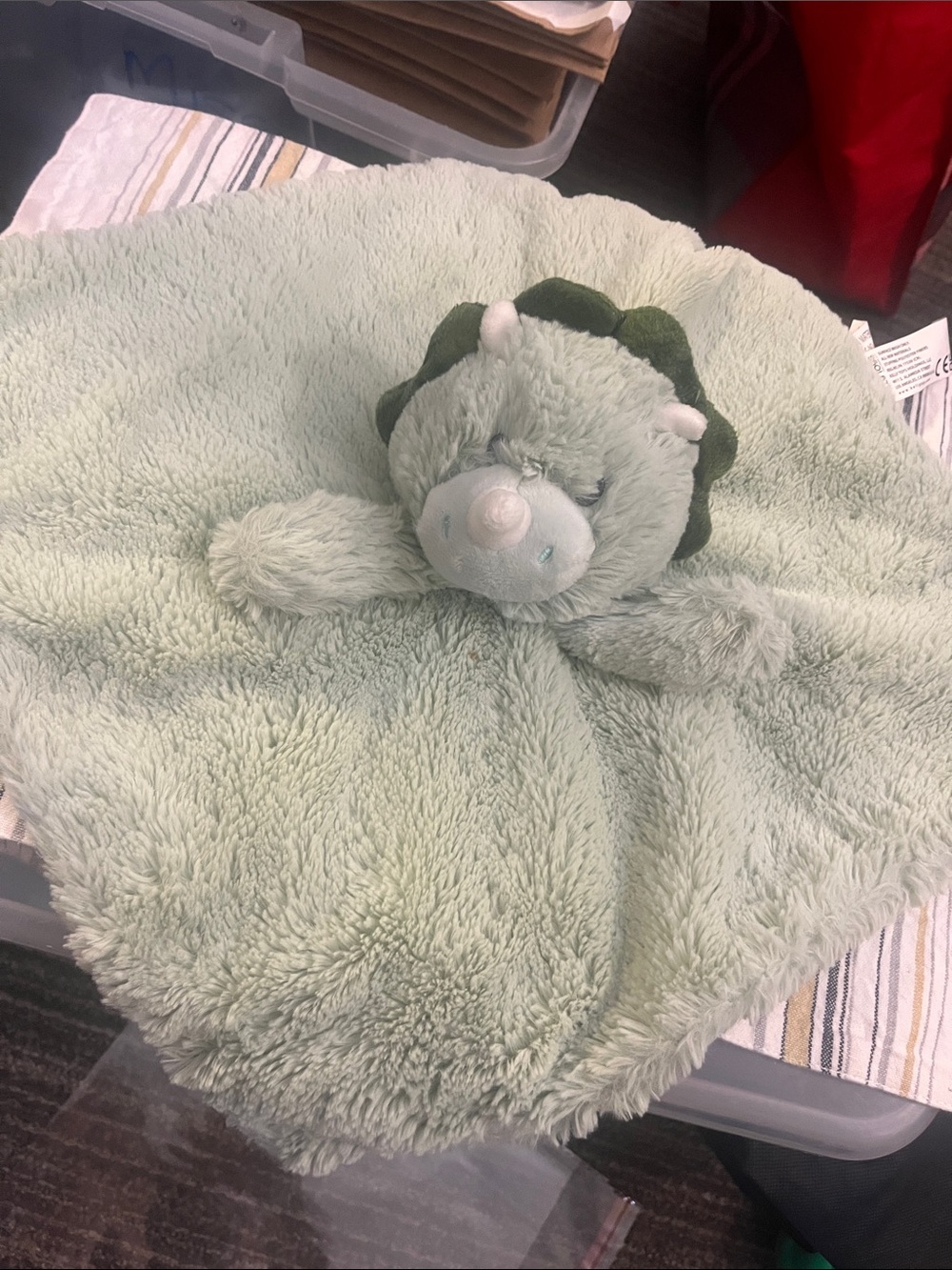 Kelly Toy Green Triceratops Lovey plush rattle baby security blanket 152